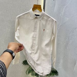 Ralp_h Lauren Stripes Linen Blend Beige Shirt 555