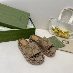 Gucci783 GG Marmont Platform Slide Sandal With OG Box & Carry Bag (Brown - 783)