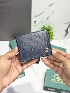 Gucc_i G-070 neavy blue monogram design wallet with og box 
