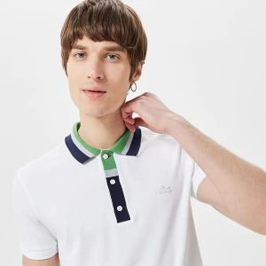 Lacost e White Premium Cotton Lycra Pique fabric Polo Tshirt with Collar Design With Embroidery Logo 4314