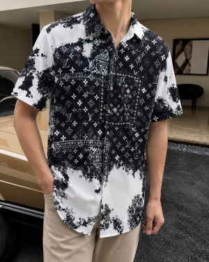 Loui_s Vuitton Bandana imported primium Half Sleeves Shirts Black White 
