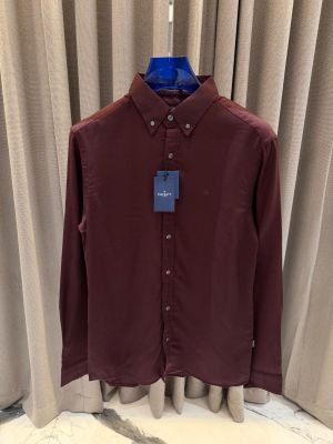 Hacket Linnen Chest Logo Full Sleeves imported Shirt Maroon