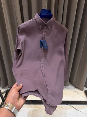 Hacket Linnen Chest Logo Full Sleeves imported Shirt Magenta