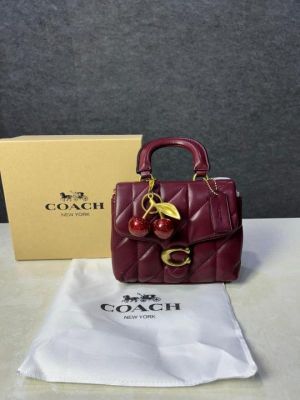 Coac_h tabby top handle quilted leather with cherry charm with box 883