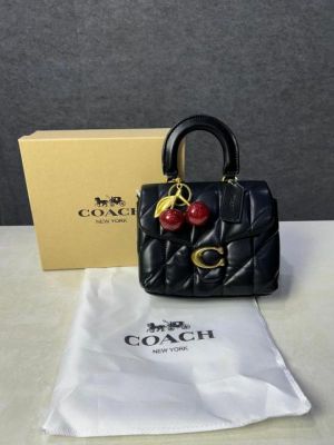 Coac_h tabby top handle quilted leather with cherry charm with box 884