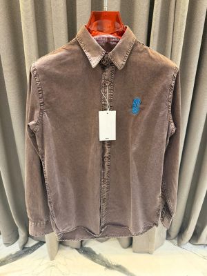 Coac_h Chest Logo Denim Shirt Brown