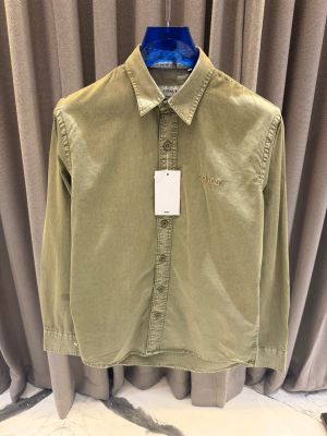 Coac_h Chest Logo Full Sleeves Denim Shirt Olive