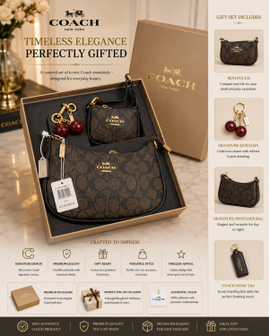 COAC.H TERI COFFEE PREMIUM GIFT SET COMBO WITH MINI BAG - CHERRY CHARM & MINI WALLET WITH OG BOX PACKING
