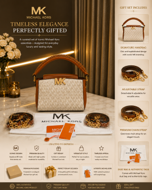MICHAE.L KORS KARLIE WHITE MEDIUM LOGO SATCHEL PREMIUM WITH DUST BAG