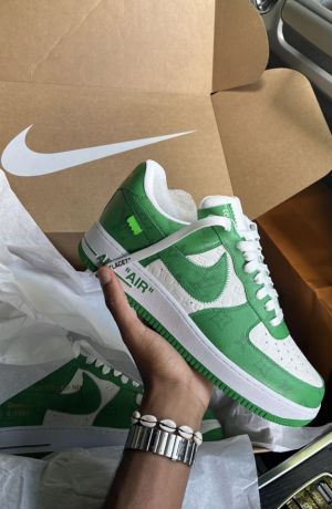 Loui.s Vuitton x Air Force 1 Low by Virgil Abloh White Green UA Quality With Original Box And OG Accesories