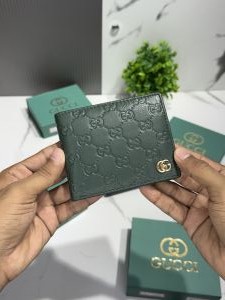 Gucc_i G-071 olive green monogram design wallet with og box 