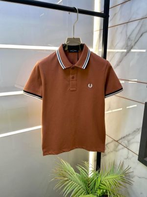 Fred Perry Brown Polo Premium Collar Neck T-shirt F3845-BR