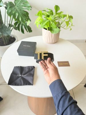 Tom forrrd TF Designer golden Premium Mens Belt with OGBOX DUSTCOVER CARD model 354