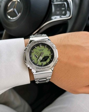 G SHOCK GA 2100 Silver Green dial