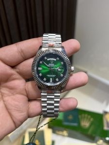 Rolee-x day date silver green dial