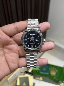 Rolee-x day date silver black dial