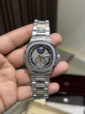 PATEK PHILIPE SILVER BLACK PREMIUM WATCH