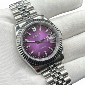 SEIKO MOD DATE JUST PURPLE TEXTURED DIAL
