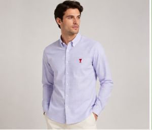 AMI PARIS PURPLE CHEQUES PREMIUM SHIRT