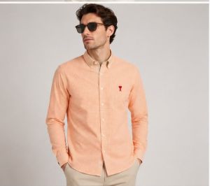 AMI PARIS ORANGE CHEQUES PREMIUM SHIRT