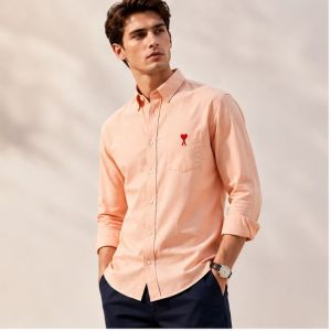 AMI PARIS ORANGE PREMIUM LOGO SHIRT