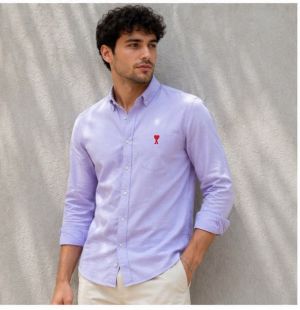 AMI PARIS PURPLE PREMIUM LOGO SHIRT