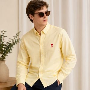 AMI PARIS YELLOW  PREMIUM LOGO SHIRT