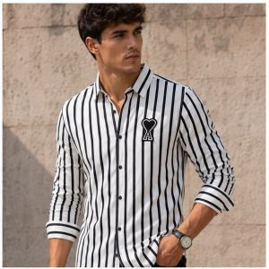 AMI PARIS WHITE BLACK LINING PREMIUM SHIRT