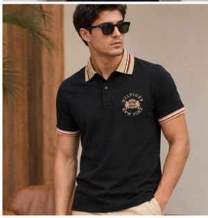 TOMMY BLACK FRONT EMBROIDER PREMIUM POLO