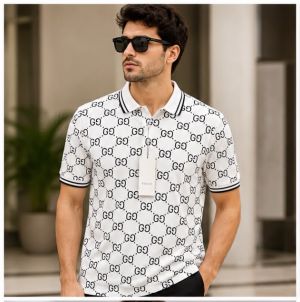 Gucc white premium printed polo