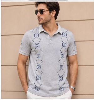 Gucc grey premium printed polo monogram