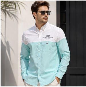 TOMMY HILFIG PREMIUM WHITE GREEN IMPORTED SHIRT