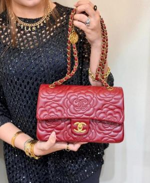 Channel Camellia Premium Limited Edition Bag With OG Box & Dust Bag (Wine - 1210)