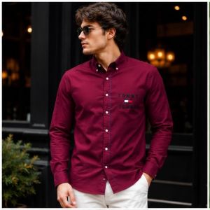 TOMMY HILFIG PREMIUM MAROON IMPORTED SHIRT