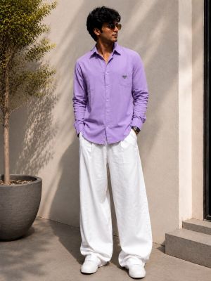 Prad Milano Lavender 100% Imported Pure Linen Fabric Very Premium Shirt CS408