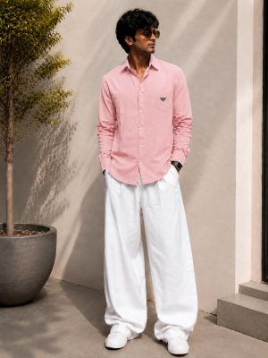 Prad Milano Pink 100% Imported Pure Linen Fabric Very Premium Shirt CS408
