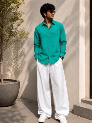 Prad Milano Green 100% Imported Pure Linen Fabric Very Premium Shirt CS408