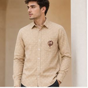 GUCC BEIGE PREMIUM IMPORTED FULL SLEEVES SHIRT