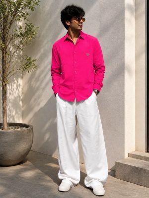 Prad Milano Dark Pink 100% Imported Pure Linen Fabric Very Premium Shirt CS408