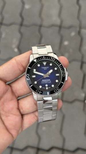 Tissoo t SCASTAR Automatic Back Opne Silver Black Ring Blue Dial
