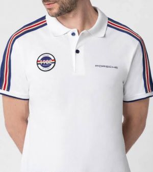 Boss x Porsch White Premium Cotton Lycra Pique fabric Polo Tshirt with Sleeves&Front and Back Design 4392