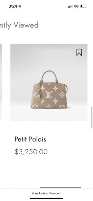lv petit palais biocolor monogram handbag with doublebox ribbon etc 355