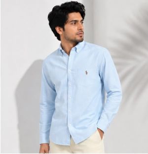 RALPPH LAUREN BLUE PREMIUM CLASSIC SHIRT