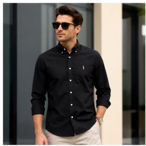 RALPPH LAUREN BLACK PREMIUM CLASSIC SHIRT