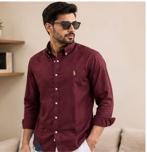 RALPPH LAUREN MAROON PREMIUM CLASSIC SHIRT