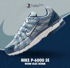 Nikkee P-6000 SE worn blue denim Low-Top Lace-Up