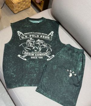 US POLO IMPORTED FABRIC ACID WASH VERY PREMIUM SLEEVELESS CORD SET CS411