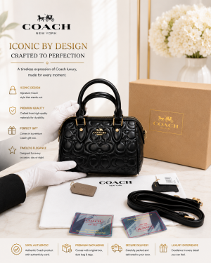 COACCH ROWAN BLACK MINI EMBOSSED CROSSBODY BAG PREMIUM WITH OG BOX