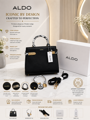 ALDDO MANILA SATCHEL FAUX SNAKESKIN BLACK PREMIUM WITH OG BOX