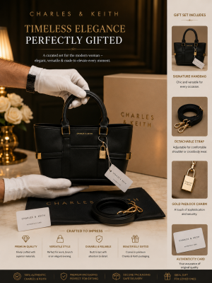 CHARLEES & KEITH SCOTTIE BLACK TOTE BAG PREMIUM WITH DUST BAG